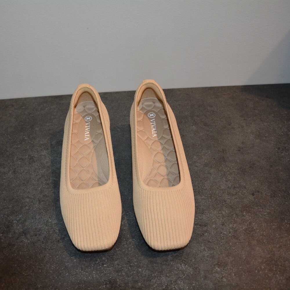 Vivaia Square-Toe Chunky Heels (Melody Pro)  Color: ALMOND  Size: US 5.5-6